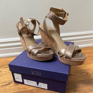 EUC in box Stuart Weitzmqn wedges (8.5). Annex, Penny Cracked Kid RW07044